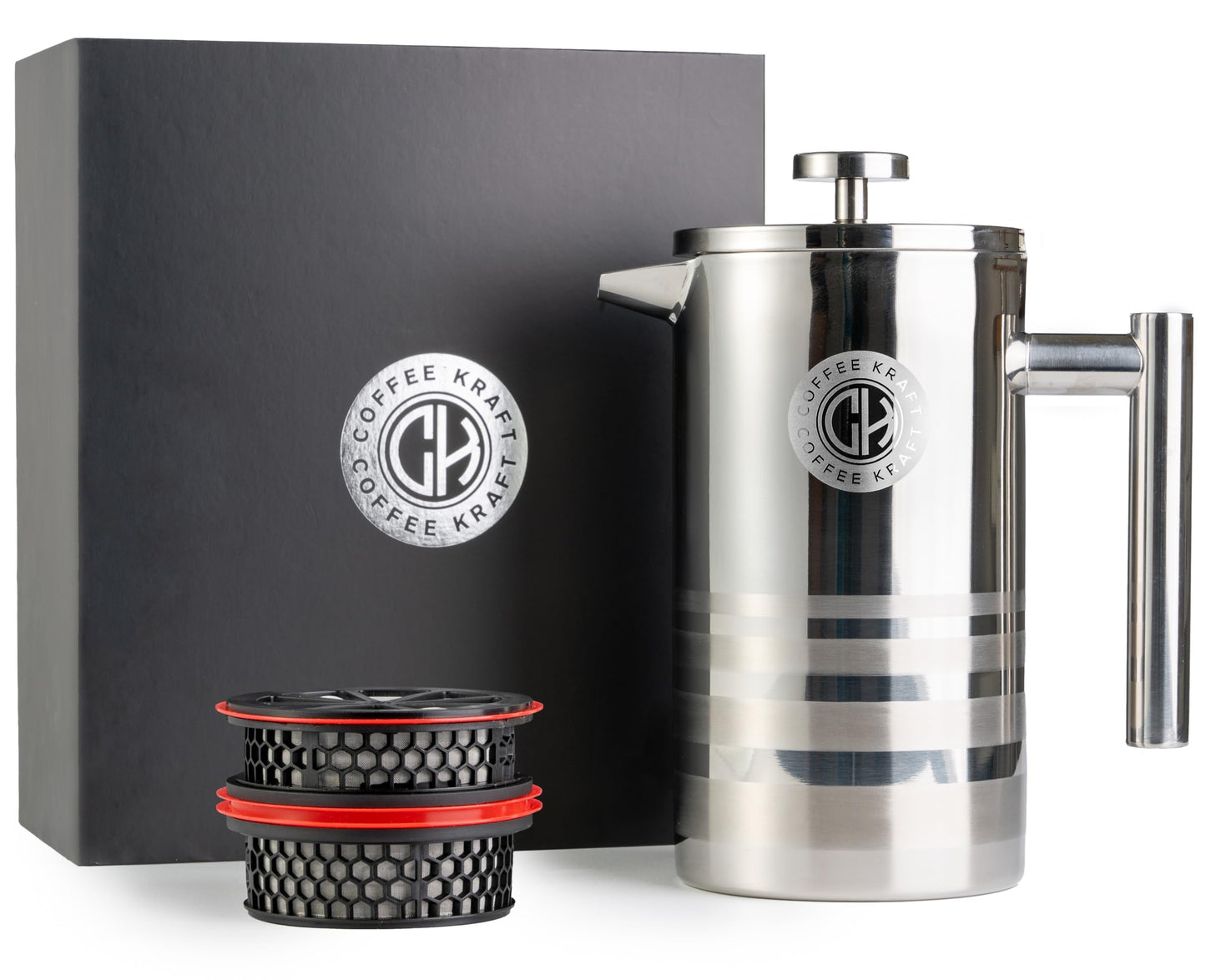 Coffee Kraft Premium French Press 1L - Triple Filter Stainless Steel Cafetiere