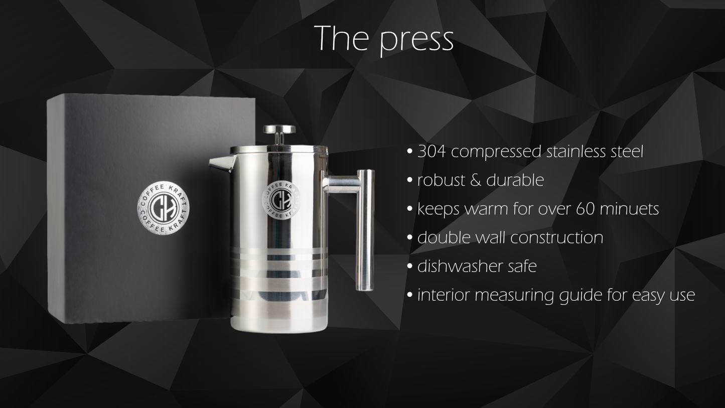 Coffee Kraft Premium French Press 800ML - Triple Filter Stainless Steel Cafetiere